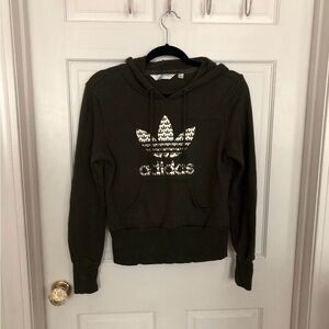 Adidas Girls Green Hoodie with Trefoil Logo